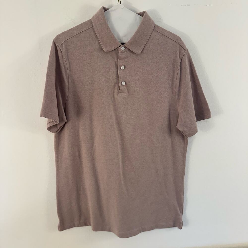 Robert Barakett Garrow Polo Size L Dusty Rose Tint Mauve Cotton Blend Shirt